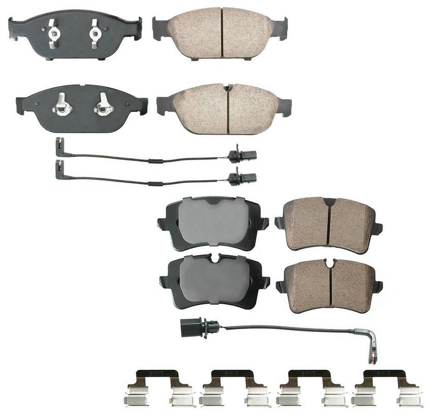 Audi Disc Brake Pad Set Kit - Front and Rear (Ceramic) (EURO) 4H0698451C - Akebono Euro Ultra-Premium 4096965KIT